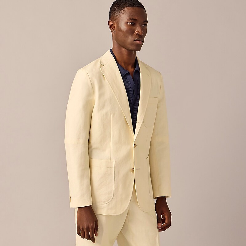 J.Crew Crosby Classic-fit suit jacket in Italian linen-cotton blend Natural Sale | 21JNUZAID