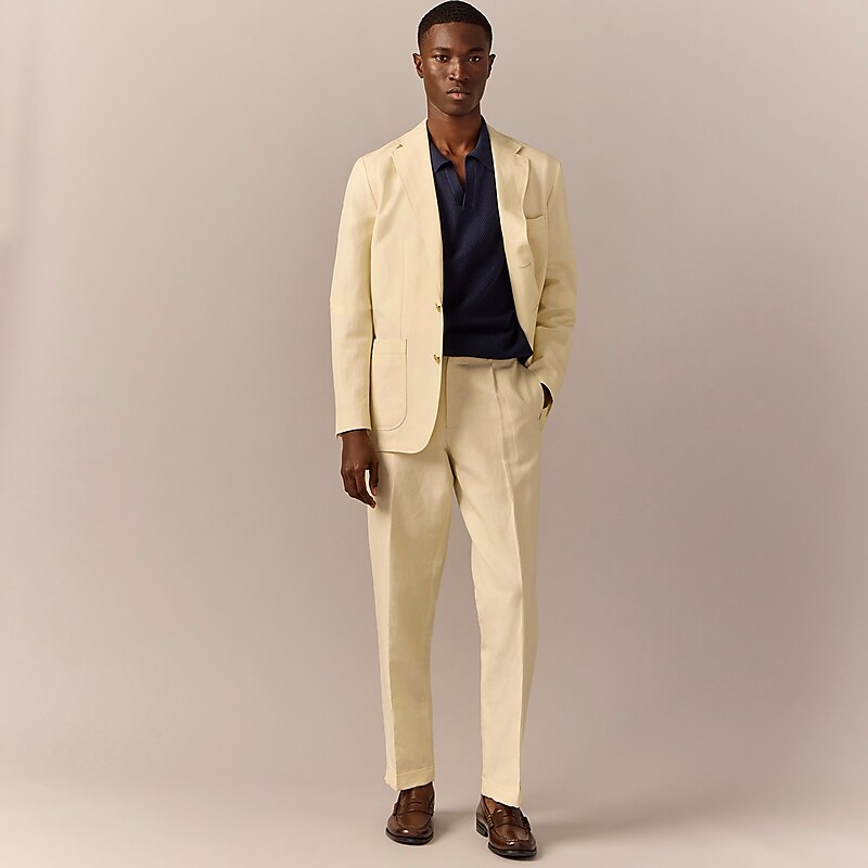 J.Crew Crosby Classic-fit suit jacket in Italian linen-cotton blend Natural Sale | 21JNUZAID