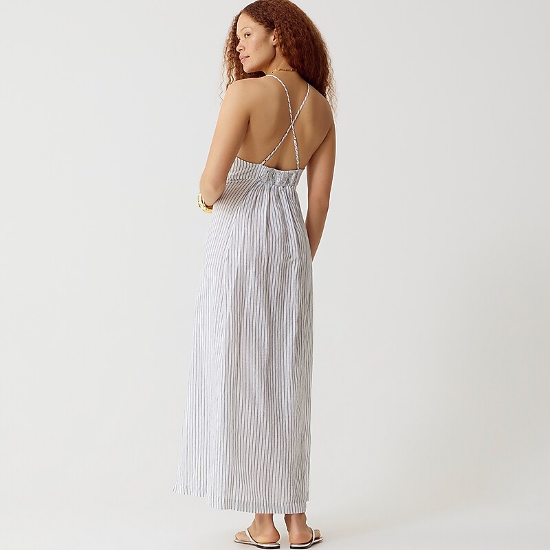 J.Crew Cross-back beach dress in linen-cotton blend White Dark Evening Clearance | 46GCKPDAY