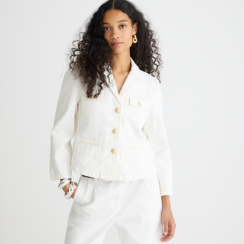 J.Crew Denim blazer-jacket in white White Denim Clearance | 49FQRKCMP