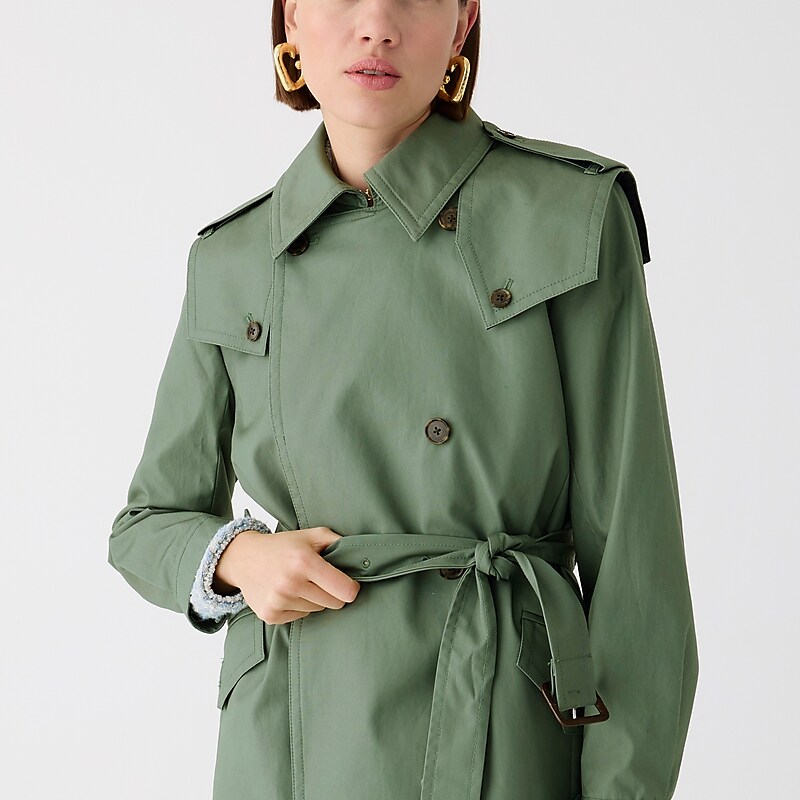 J.Crew Double-breasted trench coat Green Clearance | 38RCKBNWS