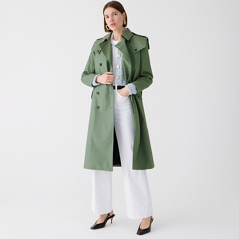 J.Crew Double-breasted trench coat Green Clearance | 38RCKBNWS