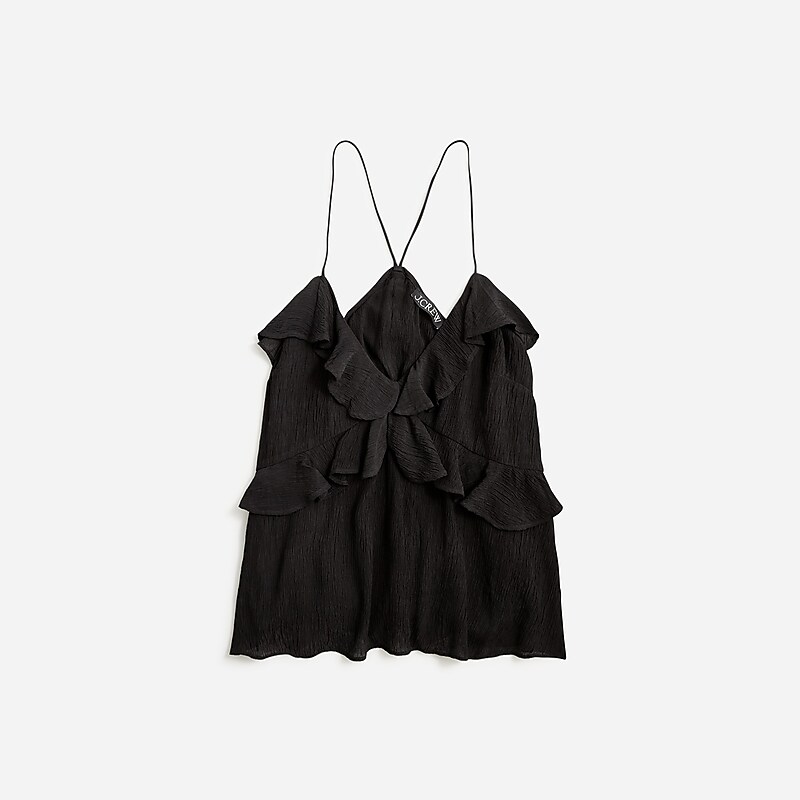 J.Crew Drapey ruffle tank top Black Online | 85RXMLVCB