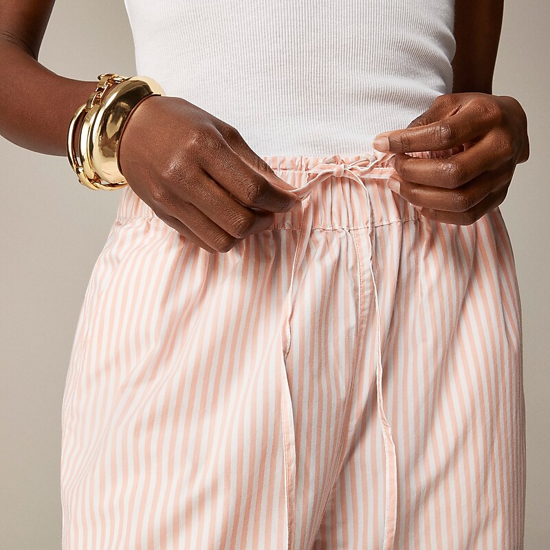 J.Crew Drawstring pant in lightweight twill Brilliant Peony Stripe USA | 10FUCVMYK