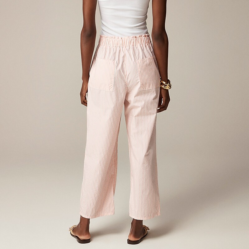 J.Crew Drawstring pant in lightweight twill Brilliant Peony Stripe USA | 10FUCVMYK