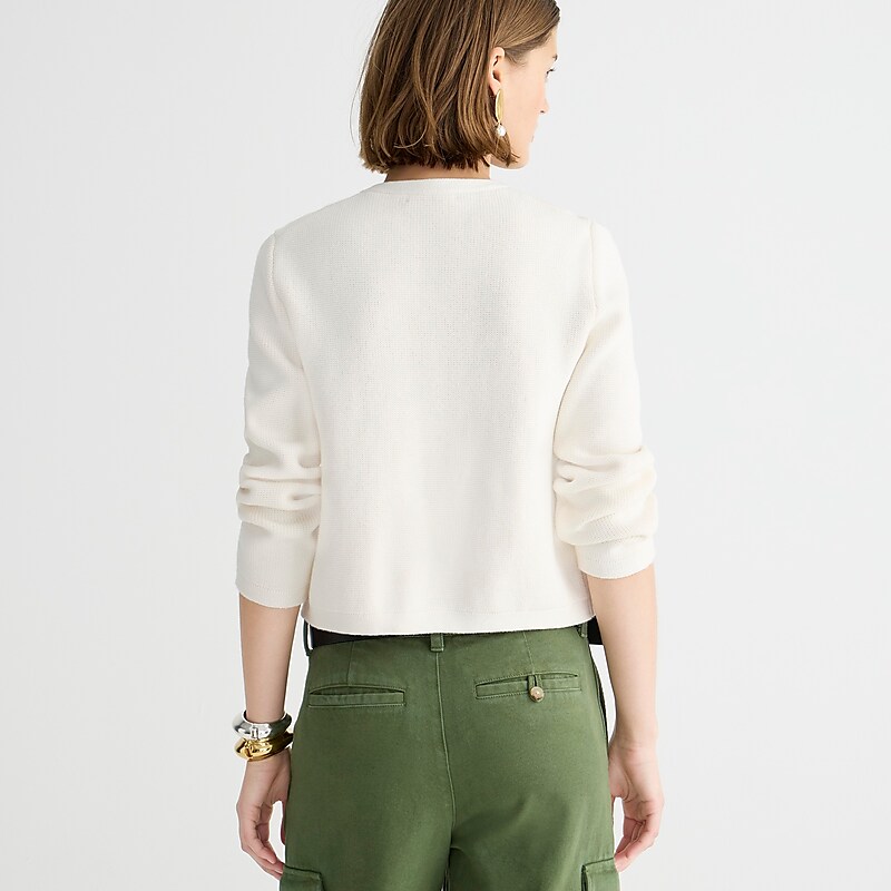 J.Crew Emilie sweater lady jacket with contrast trim Ivory Online | 83HLAIMOP