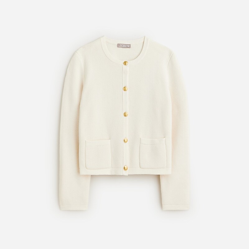 J.Crew Emilie sweater lady jacket with contrast trim Ivory Online | 83HLAIMOP