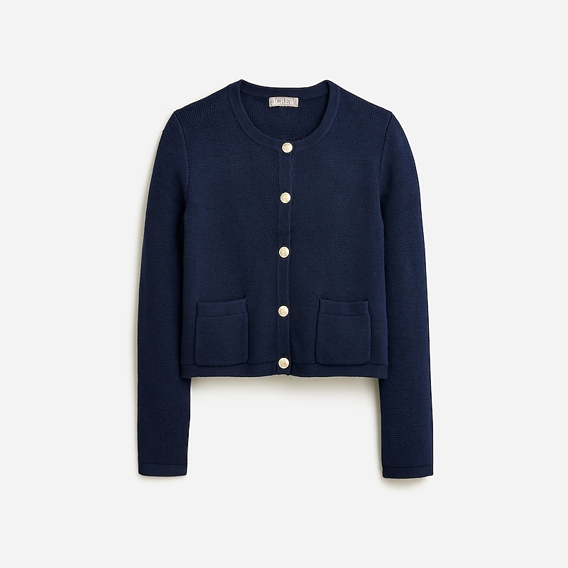 J.Crew Emilie sweater lady jacket with contrast trim Navy Online | 09WKFDNLU