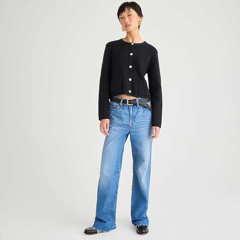 J.Crew Emilie sweater lady jacket with contrast trim Black Online | 85WEZCXPI