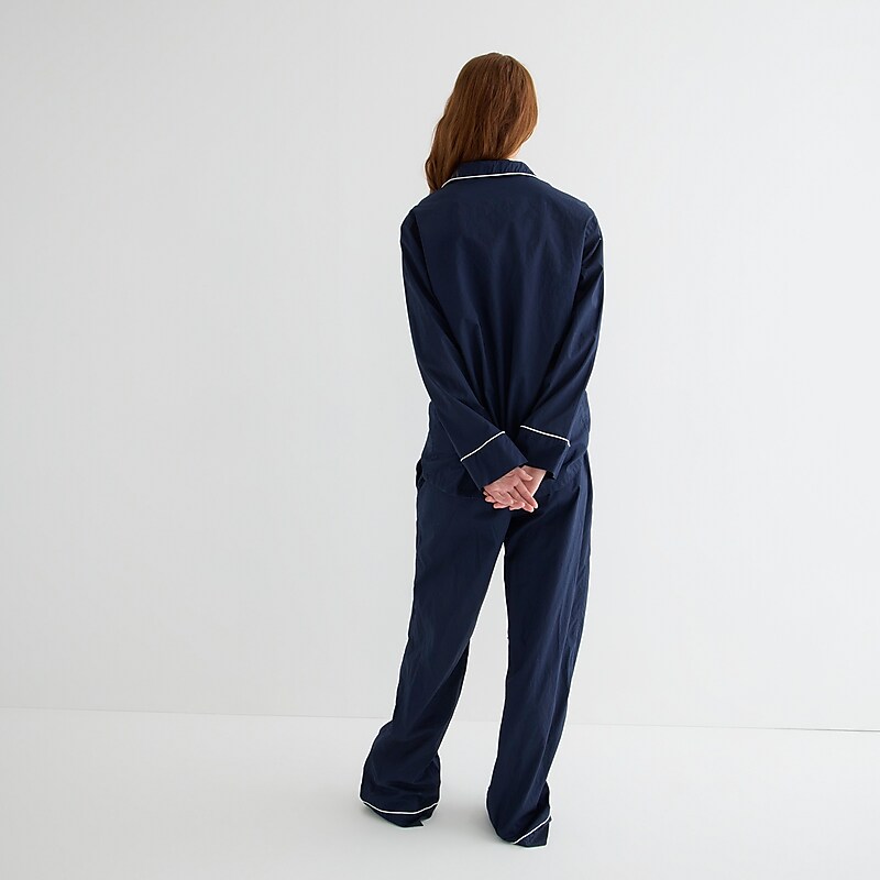 J.Crew End-on-end cotton long-sleeve pajama set Navy Outlet Online | 79TPLSGZA