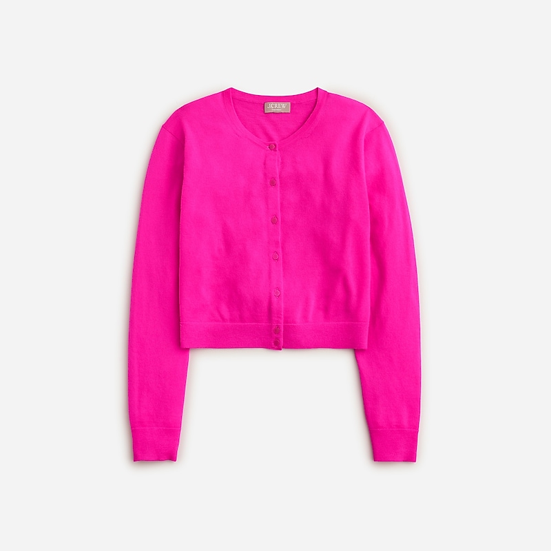 J.Crew Featherweight cashmere shrunken cardigan sweater Neon Fuchsia Clearance | 41GKETWYR