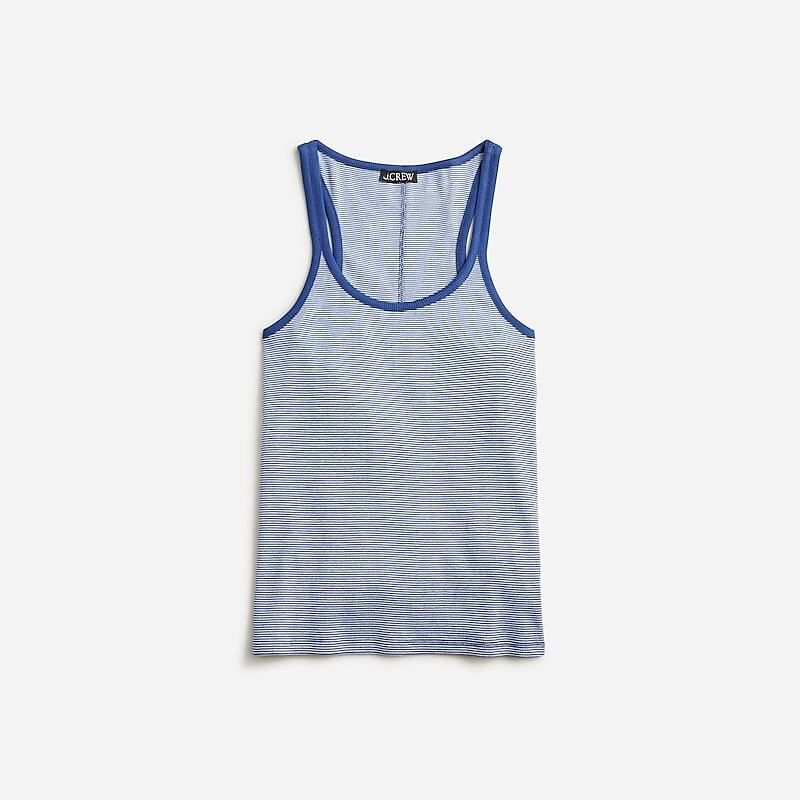 J.Crew Fine rib racerback tank top Micro Feeder Cove Ivory Factory Promo | 64BSMTAYE