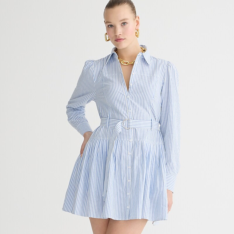 J.Crew Fit-and-flare shirtdress in lightweight oxford Blue Bi Stripe Online | 08YKFBECL