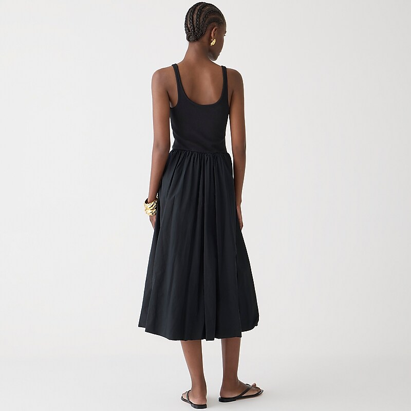 J.Crew Fitted tank dress with poplin bubble skirt Black Online | 02FVZXBIM