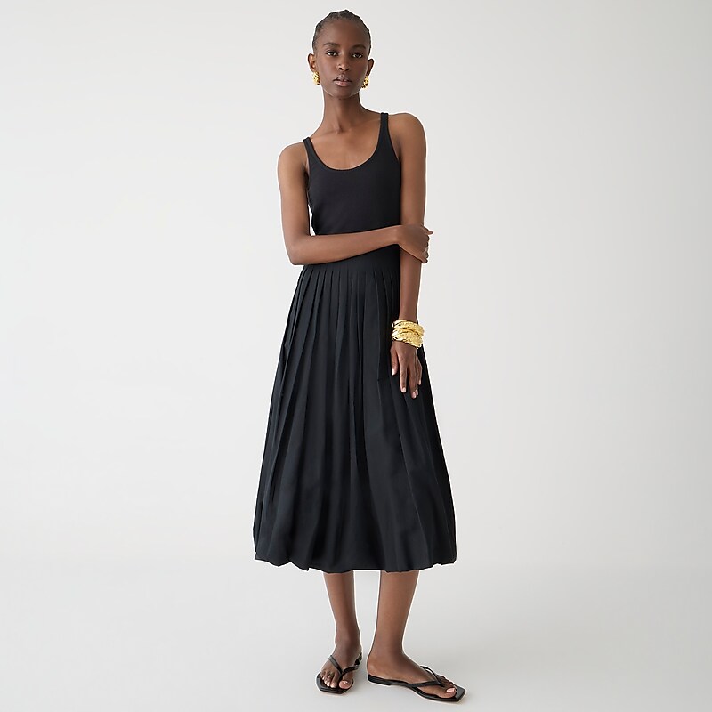 J.Crew Fitted tank dress with poplin bubble skirt Black Online | 02FVZXBIM