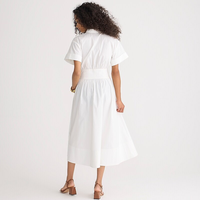 J.Crew Fitted-waist shirtdress in Liberty® Eliza's Yellow fabric White Clearance | 48OVDZJUN