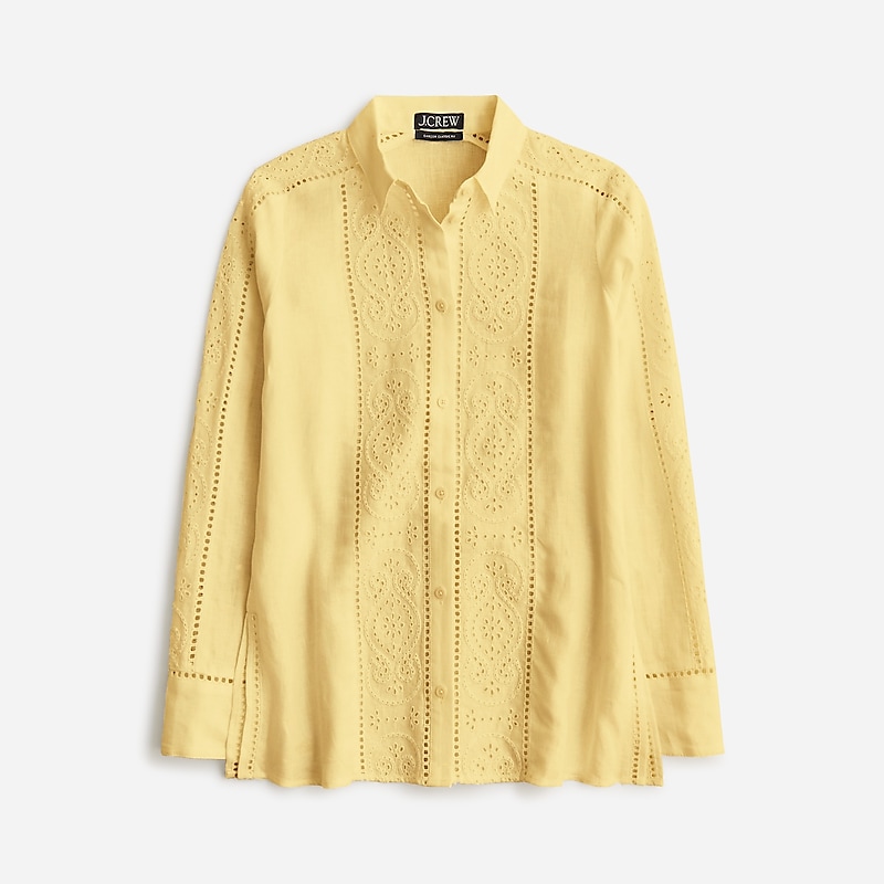 J.Crew Garçon classic shirt in eyelet linen Fresh Lemon USA | 14HDQVIEO