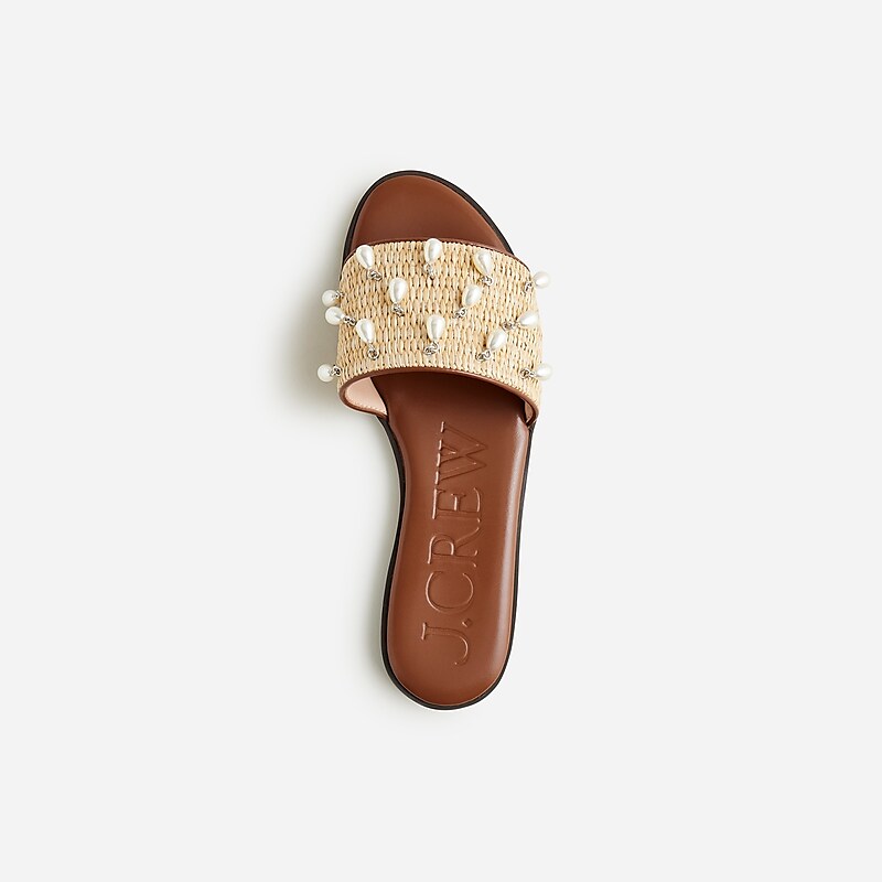 J.Crew Georgina woven sandals in metallic leather Straw Outlet Online | 79YIDEWKB