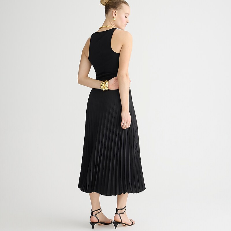 J.Crew Gwyneth pleated slip skirt Black Outlet | 92VMNSEKU