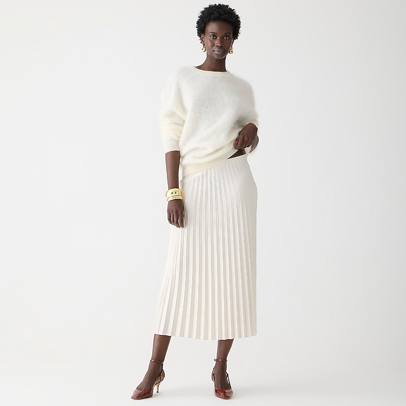 J.Crew Gwyneth pleated slip skirt Natural Clearance | 34WZMUDRS