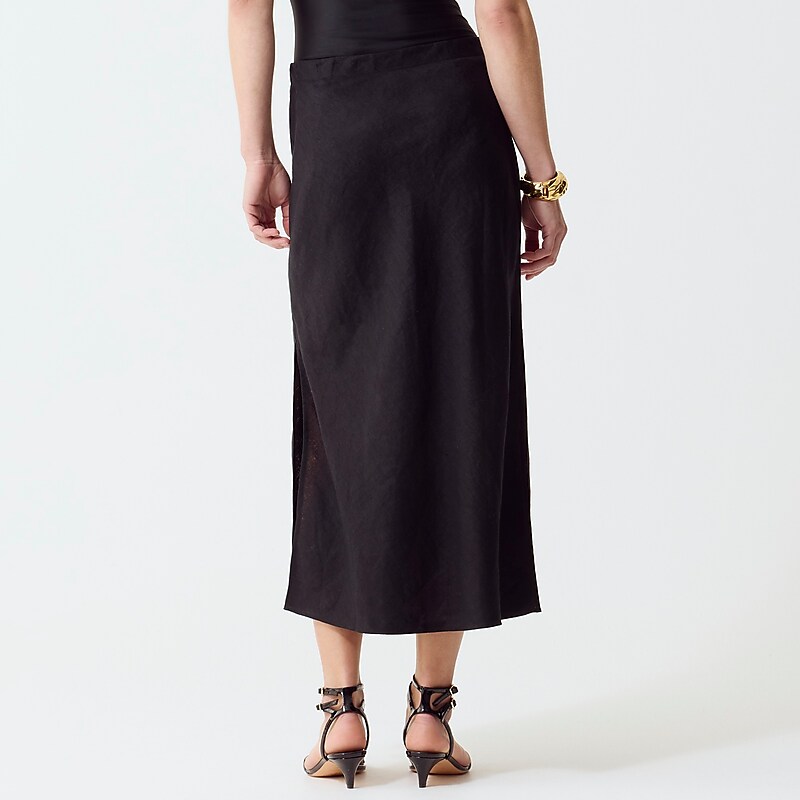 J.Crew Gwyneth slip skirt in striped linen Black Factory Promo | 63WPHIBRX