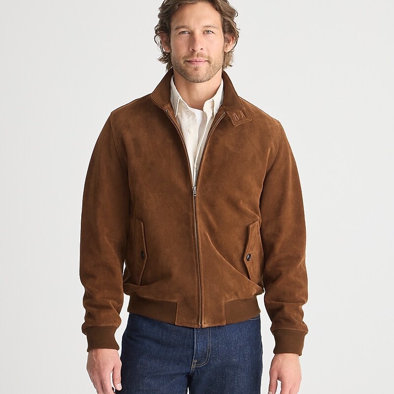 J.Crew Harrington jacket in Italian suede Aged Mahogany Online | 09DZFYLXW