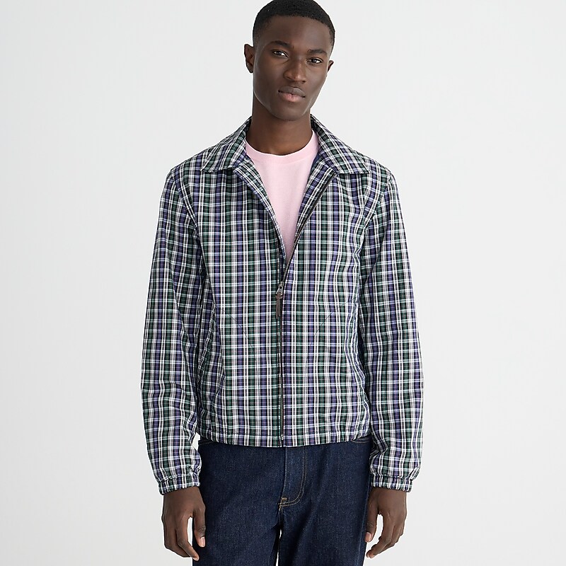 J.Crew Harrington jacket in plaid cotton twill Nick Blue Green Factory Outlet | 51ZHXERPY