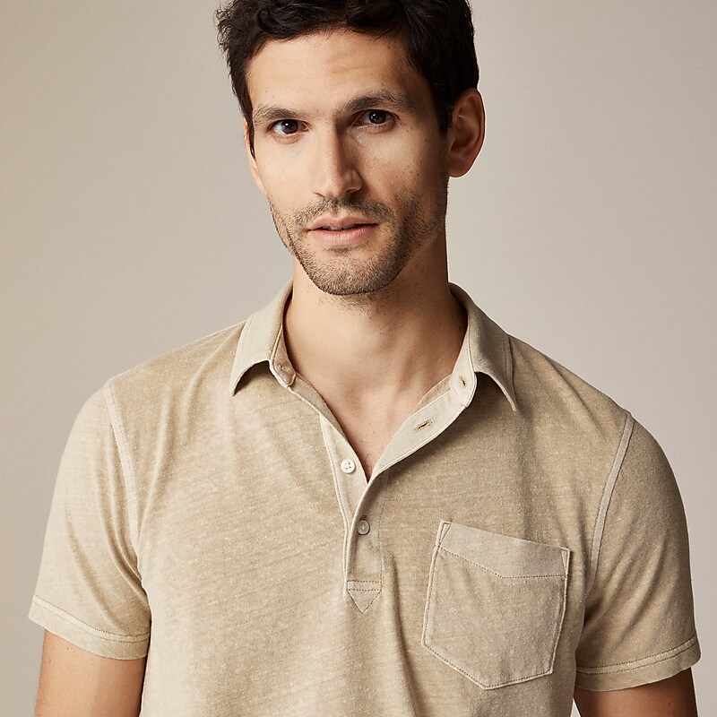 J.Crew Hemp-organic cotton blend polo shirt Burnished Khaki Outlet | 92VAISRNX