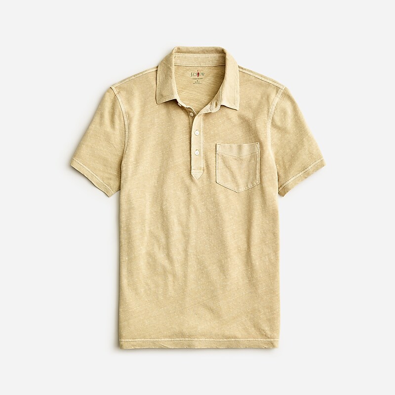 J.Crew Hemp-organic cotton blend polo shirt Burnished Khaki Outlet | 92VAISRNX