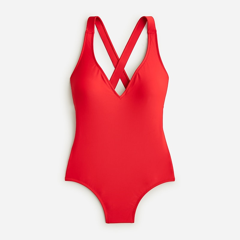 J.Crew High-support cross-back one-piece Venetian Red Sale | 25RNLWBXI