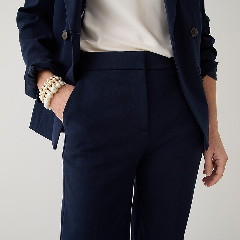 J.Crew Kate straight-leg pant in bi-stretch cotton blend Navy Clearance | 38NPRWSTO