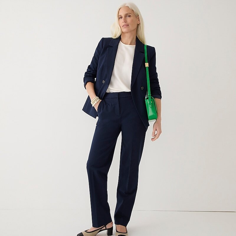 J.Crew Kate straight-leg pant in bi-stretch cotton blend Navy Clearance | 38NPRWSTO