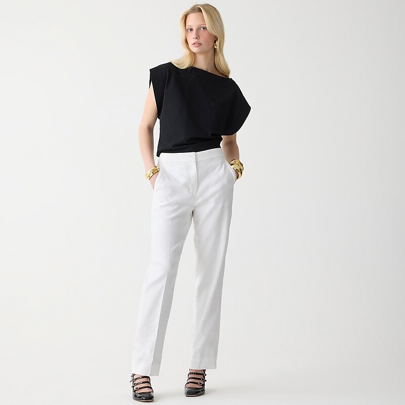 J.Crew Kate straight-leg pant in stretch linen blend White Online | 81DAMTOGI