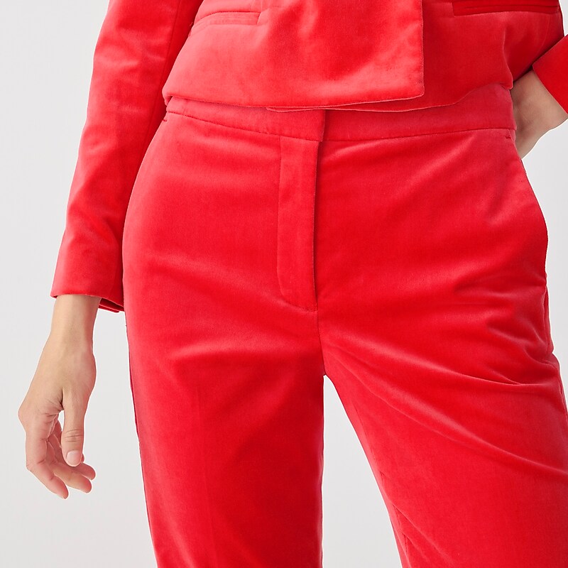 J.Crew Kate straight-leg pant in stretch velvet Festival Red Clearance | 41JGDBZKV