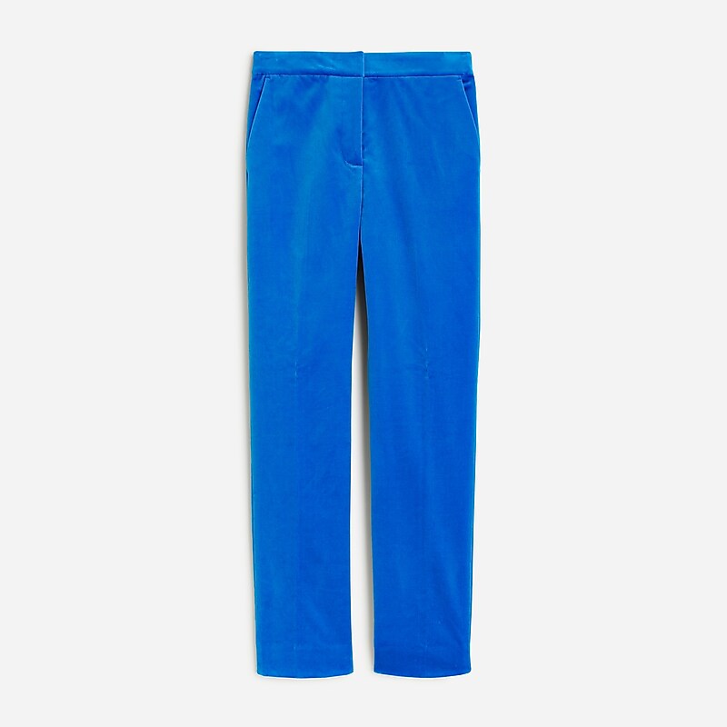 J.Crew Kate straight-leg pant in stretch velvet Brilliant Cobalt Sale | 23DEXKBOT