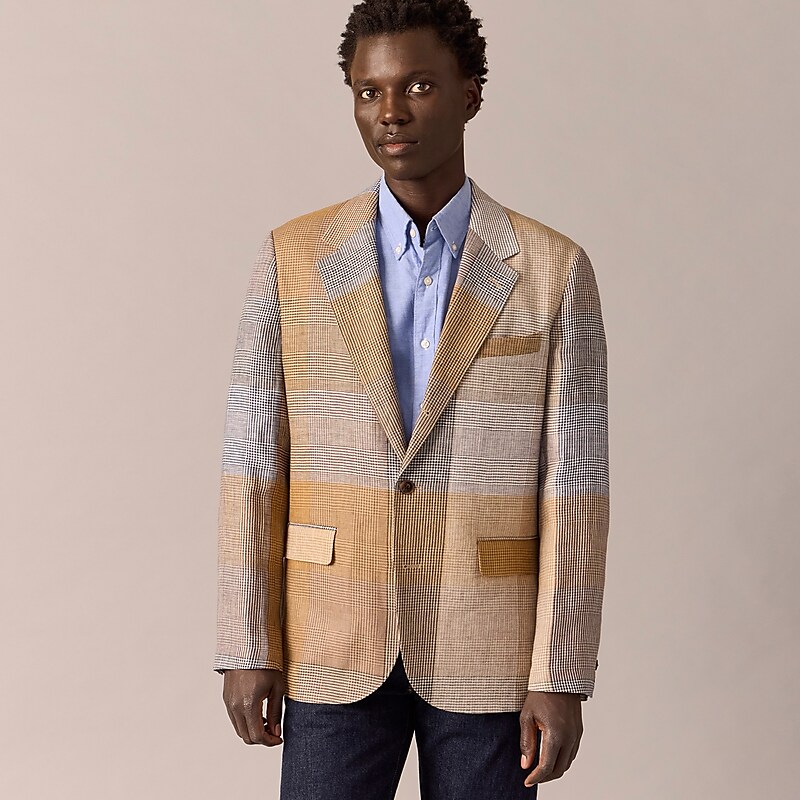 J.Crew Kenmare Relaxed-fit blazer in linen twill Pattern Mix Run On Factory Promo | 68VUFKTWA