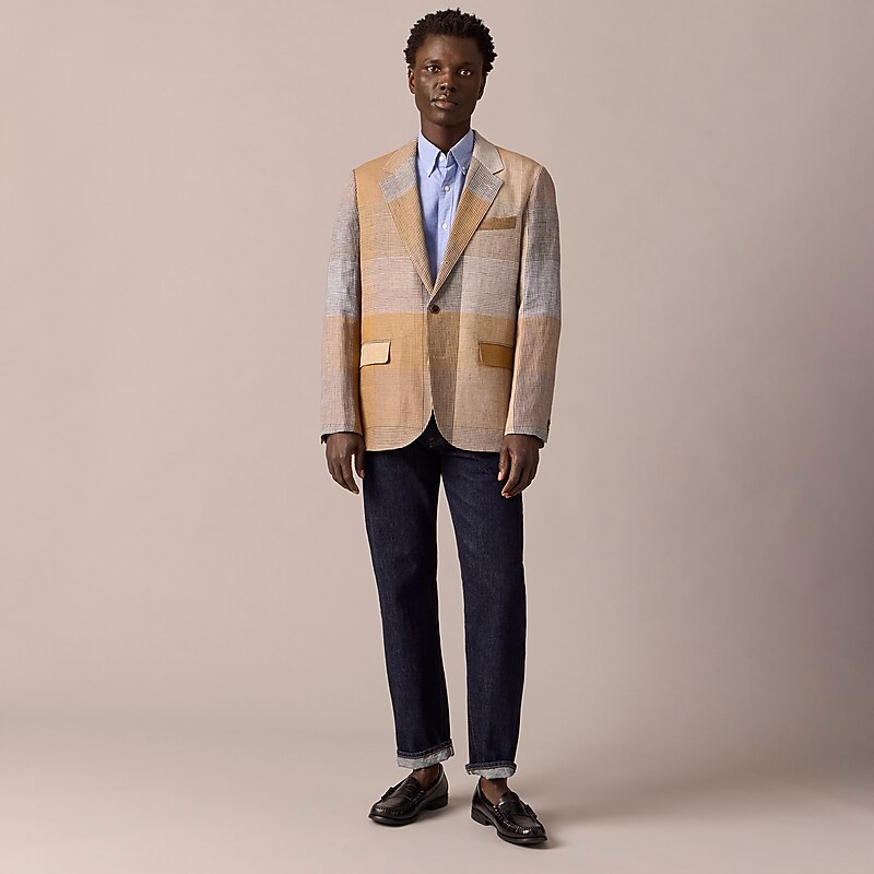 J.Crew Kenmare Relaxed-fit blazer in linen twill Pattern Mix Run On Factory Promo | 68VUFKTWA