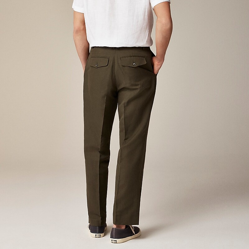 J.Crew Kenmare Relaxed-fit suit pant in cotton-linen blend herringbone Olive Outlet Online | 72UAYRKXM