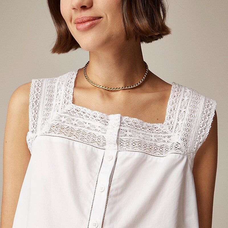 J.Crew Lace-trim cropped top White Outlet Online | 78WHNGUPC