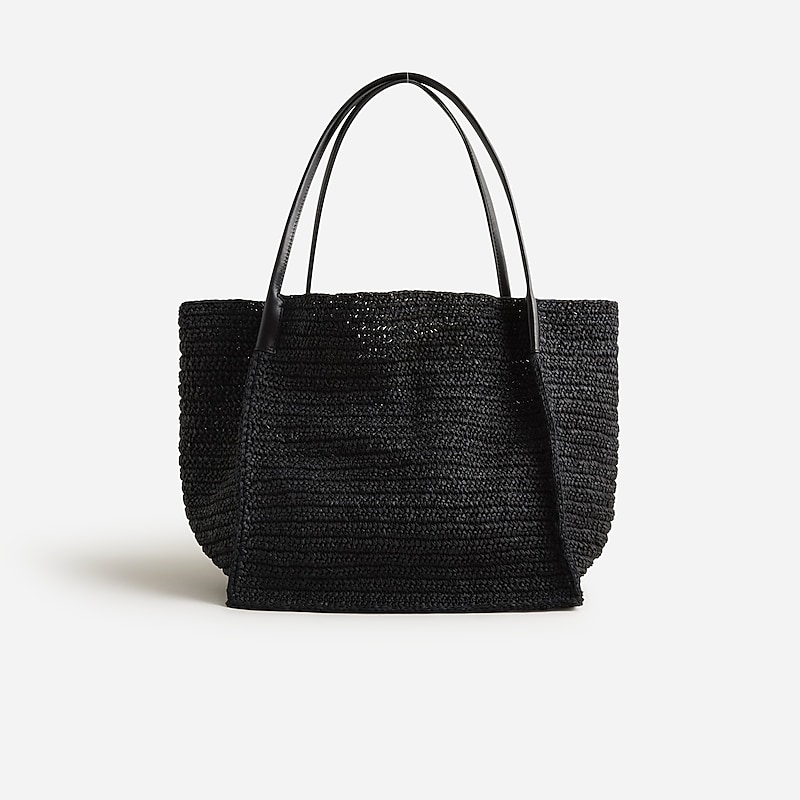 J.Crew Large hand-knotted packable tote bag Black Black Online | 03TSZMLVY