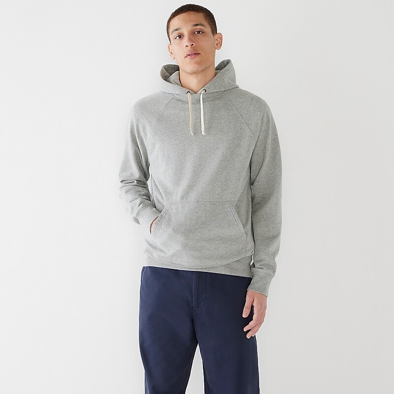 J.Crew Lightweight french terry hoodie Hthr Chrome USA | 14YAQDBWO