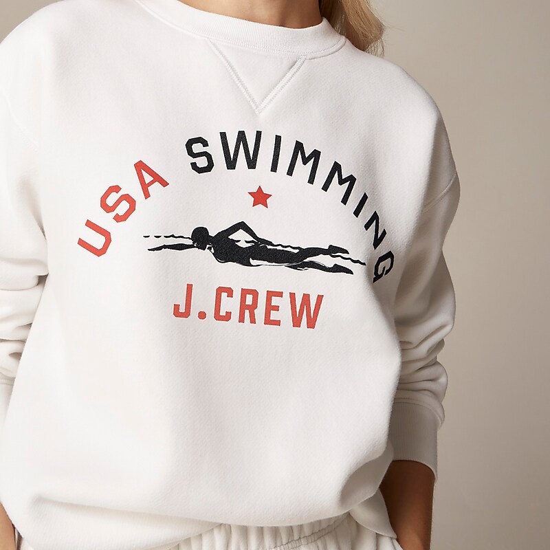 J.Crew Limited-edition USA Swimming® X J.Crew heritage fleece crewneck sweatshirt Usa Swimming White Crew Online | 07RWOSYNE