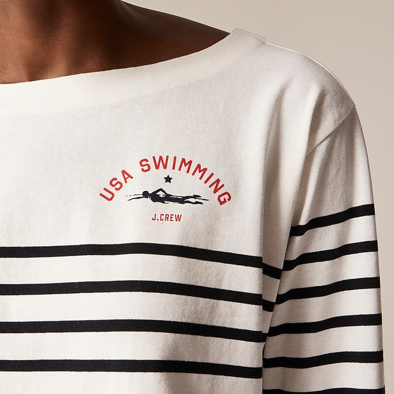 J.Crew Limited-edition USA Swimming® X J.Crew cropped boatneck T-shirt in striped mariner cotton Usa Swimming Cropped Ma Factory Promo | 62LOWUBNX