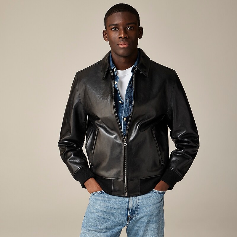 J.Crew Limited-edition flight jacket in Italian leather Black Online | 89EXIHWMY