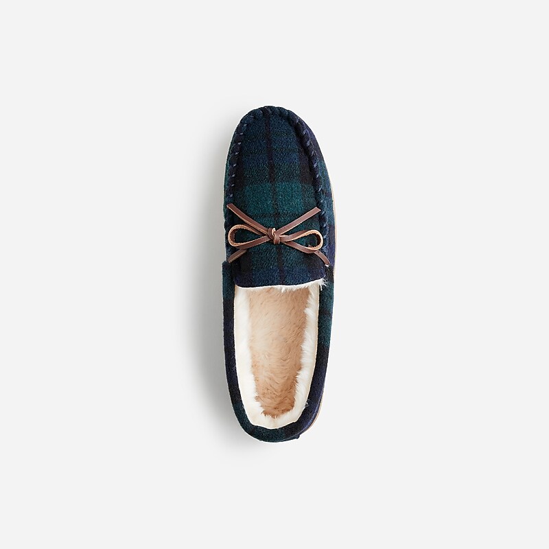 J.Crew Lined wool slippers Blackwatch Online | 86MTHKEUP