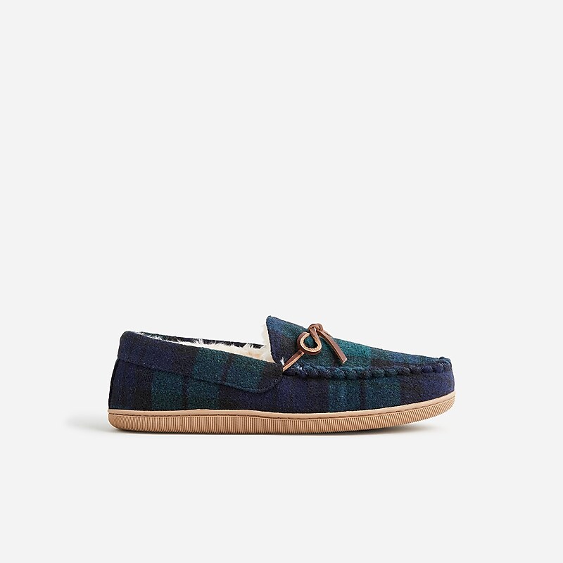 J.Crew Lined wool slippers Blackwatch Online | 86MTHKEUP