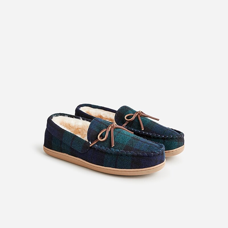 J.Crew Lined wool slippers Blackwatch Online | 86MTHKEUP