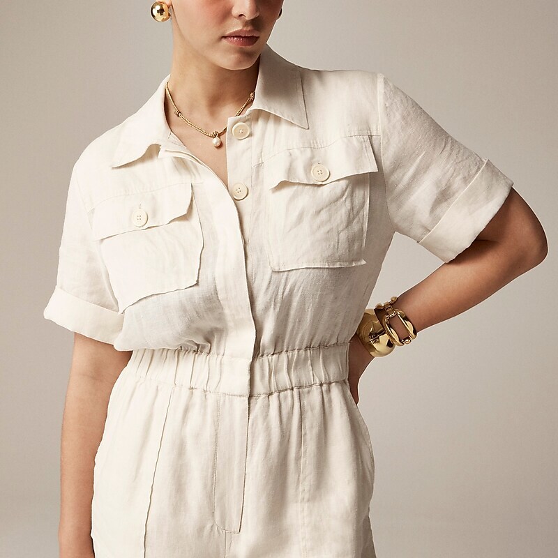 J.Crew Linen jumpsuit Natural Outlet Online | 79MUKENLD