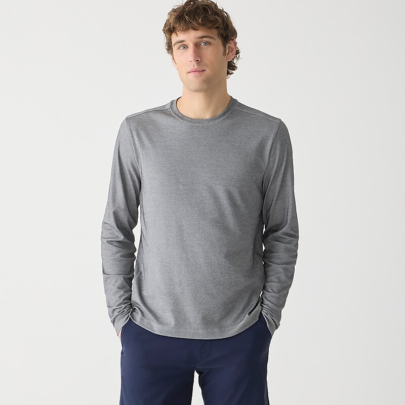 J.Crew Long-sleeve performance T-shirt with COOLMAX® technology Hthr Grey Sale | 27XBKCZWY