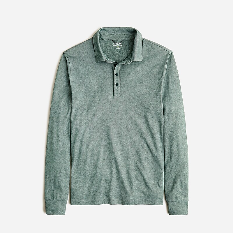 J.Crew Long-sleeve performance polo shirt with COOLMAX® technology Old Forest Outlet | 93UMGINYD